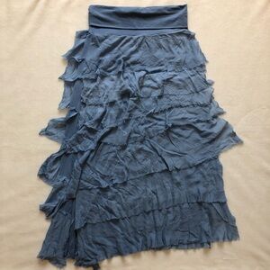Liabella italian tiered ruffle baby blue maxi skirt